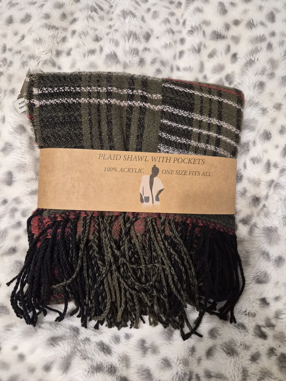 Plaid Shawl with Pockets